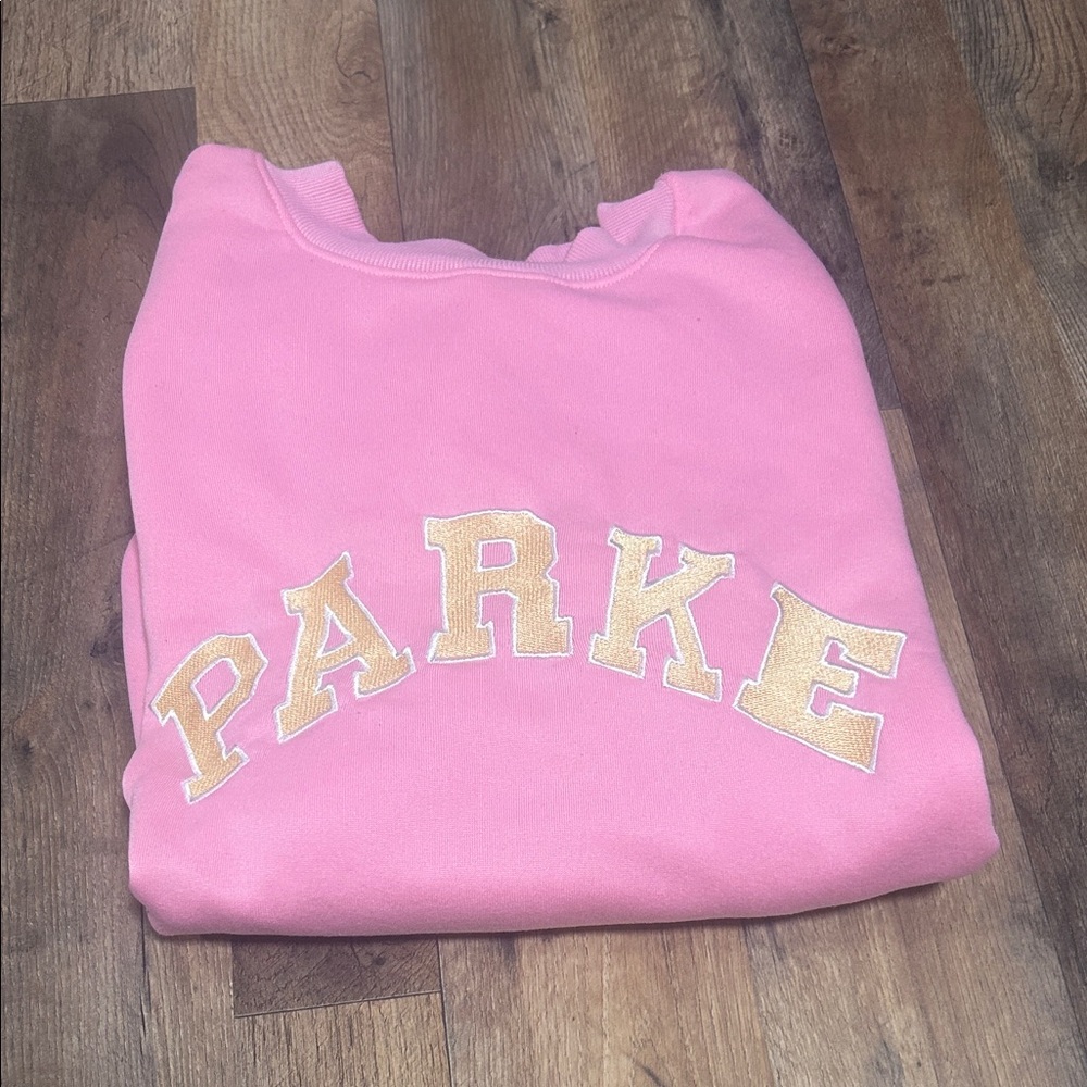 Pink Parke Dupe Sweatshirt with Gold Lettering